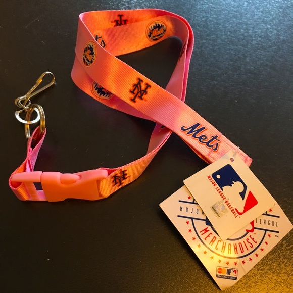 NWT New York Mets Lanyards All Over Pink With Original Mets Logo - Picture 1 of 3